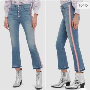 Veronica Beard Jeans CAROLYN 10” Baby Boot Pink Stripe Jeans Raw Hem